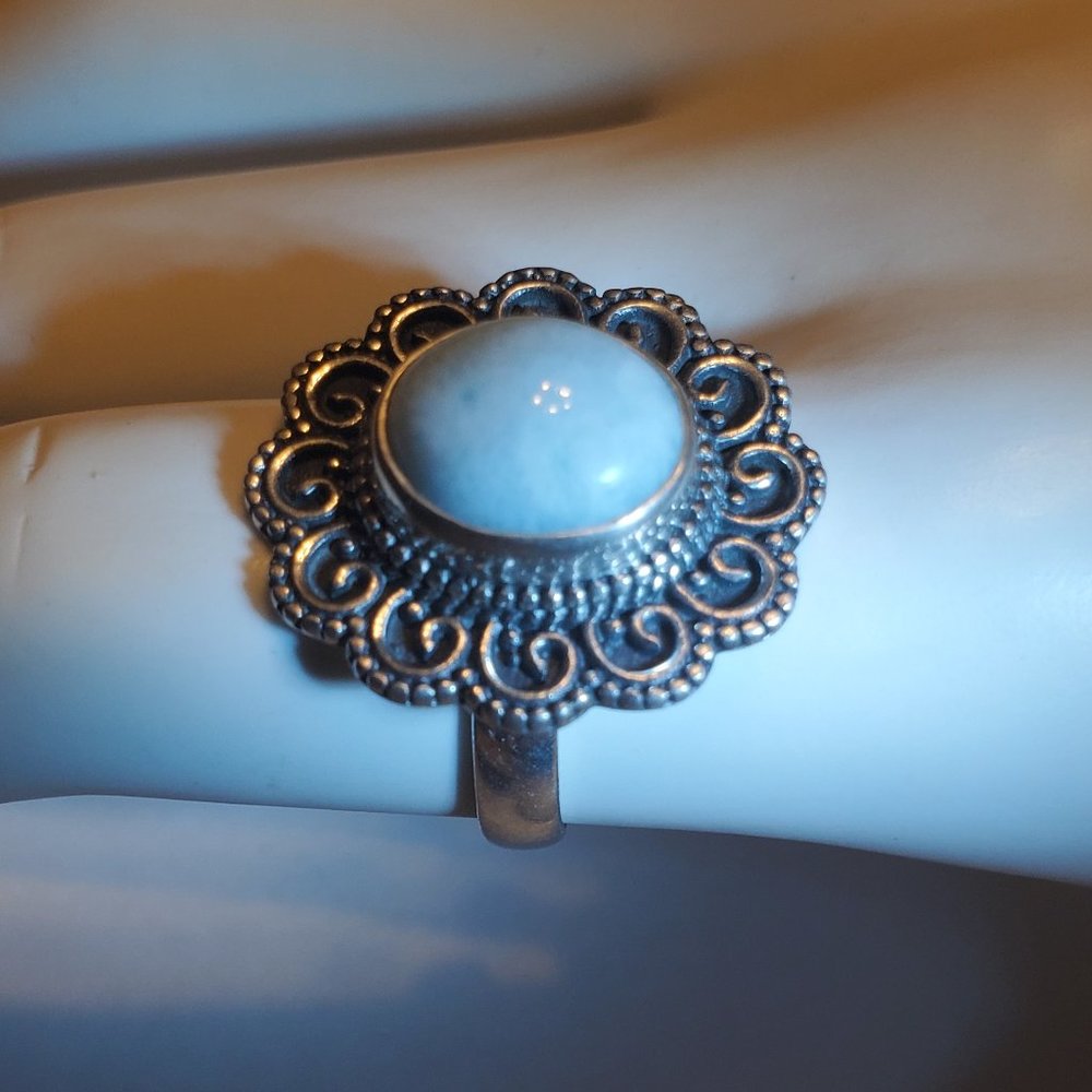 STERLING  SILVER  LARIMAR  RING